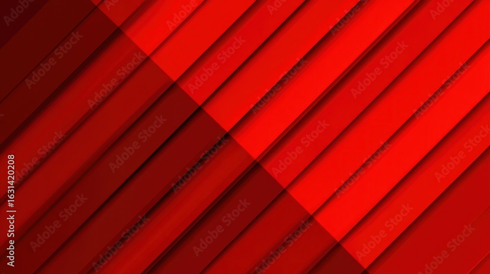 Poster abstract design with angled, overlapping planes in varying shades of deep red color