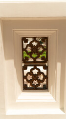 wooden door in the window - temple Bangkok