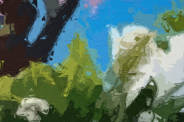 Various oil paintings, flowers, chrysanthemums, landscapes, figures, tulips, streams, forests, birds, waterfalls