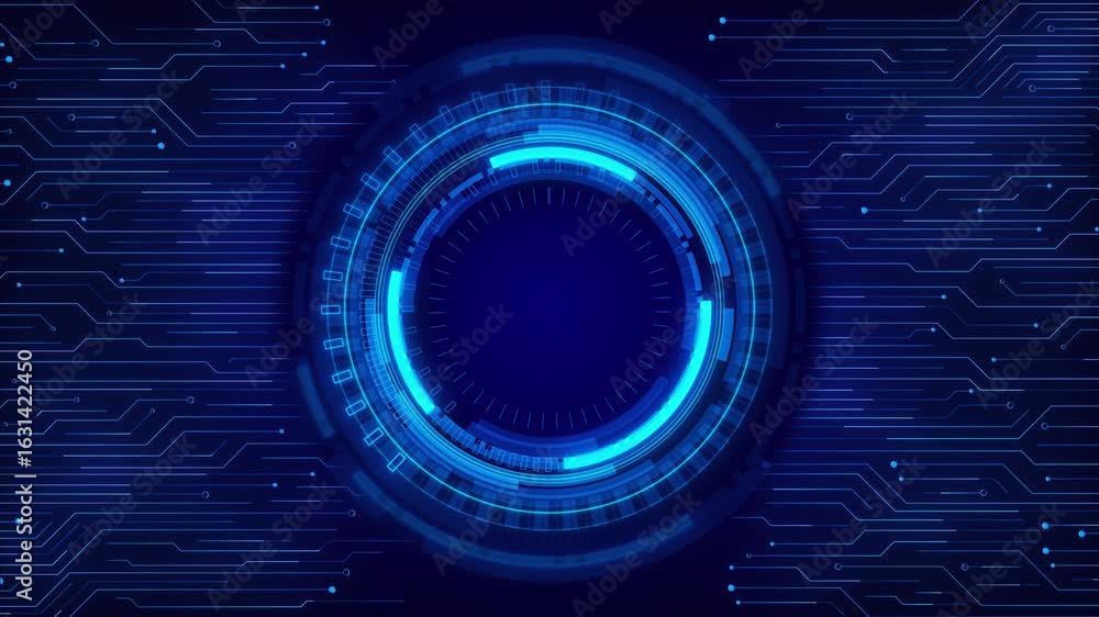 Aufkleber futuristic animation digital hud interface combined electronic circuit board layout, technology visu