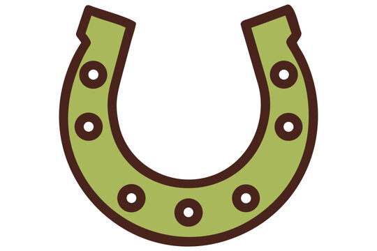 Green Horseshoe Icon &ndash; Flat Cartoon Style Vector
