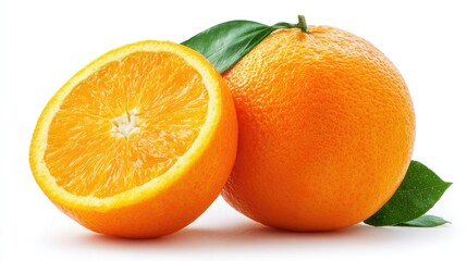 Orange with slices isolated on white background