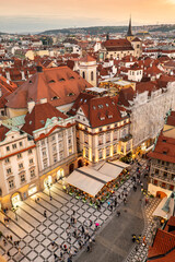 Obraz premium Prague Czechia aerial view Old Town Square historic buildings