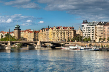Fototapeta premium Prague Historic buildings Old Town along Vltava River Czech Republic