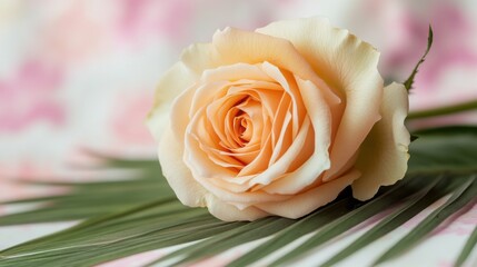 Obraz premium A delicate peach rose resting gracefully radiating love and tender beauty captured in soft diffused