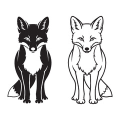 Obraz premium The Fox Form Presentation - Omnivore Diet - Elegant Profile - Fox silhouette - Fox lineart - Fox vector - vector set of Fox