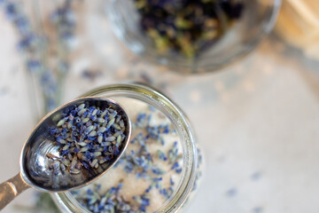 Spoonful of Lavender Buds Over Sweetened Raspberry Base