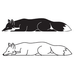 A Fox Contour Duo - Rural Explorer - Curious Look - Fox silhouette - Fox lineart - Fox vector - vector set of Fox

