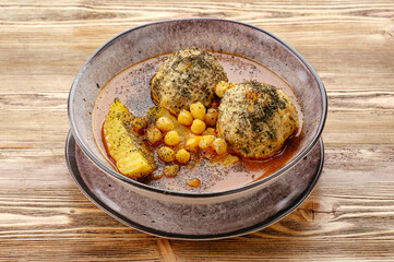 kufta soup with chickpeas and vegetables