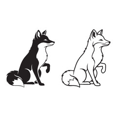 Fox Illustration Assets - Sly Nature - Sharp Claws - Fox silhouette - Fox lineart - Fox vector - silhouette & lineart of Fox

