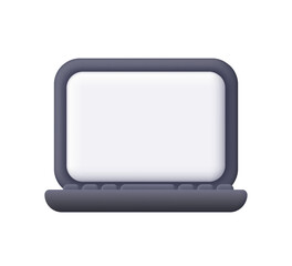 Black laptop computer. Technology, remote work, education and digital communication concept. 3d vector icon. Cartoon minimal style.