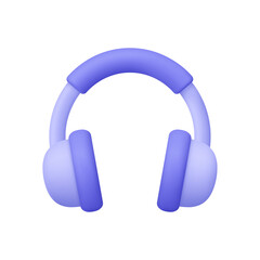 Purple headphones. Technology, music, audio and electronic device concept. 3d vector icon. Cartoon minimal style.