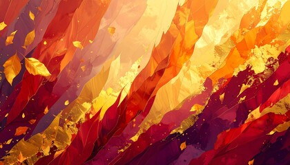 Vertical abstract of blended sky hues—crimson and gold—dripping in a molten stream