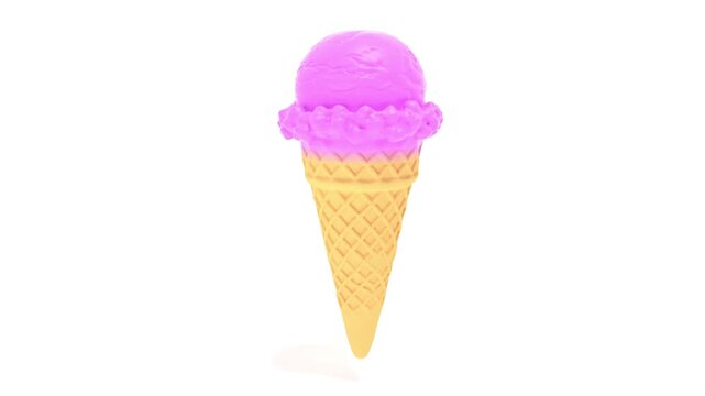 pink sweet ice cream cone on white bg rotate endle