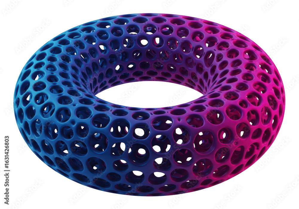 Poster abstract torus shape with a hole, isolated on transparent background