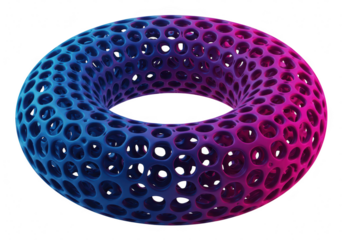 Abstract torus shape with a hole, isolated on transparent background