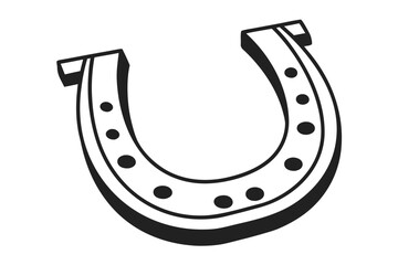 3D Outline Horseshoe Icons – Vector Style