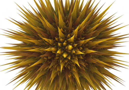 Abstract yellow and brown spiky explosion isolated on transparent background