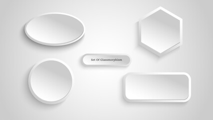set of white glassmorphism geometric shapes