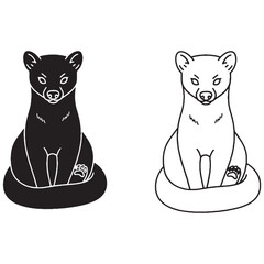 A Fossa Profile - Island Hunter - Cat-like Body - Fossa silhouette - Fossa lineart - Fossa vector - silhouette & lineart of Fossa

