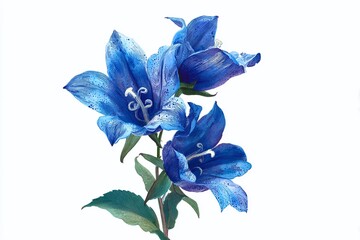 Detailed Botanical Illustration of a Blue Bellflower A 1948 Artistic Depiction of Floral Elegance
