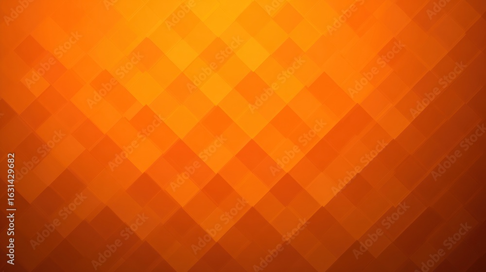 Poster abstract orange background featuring a geometric pattern of varying shades of orange squares, creati
