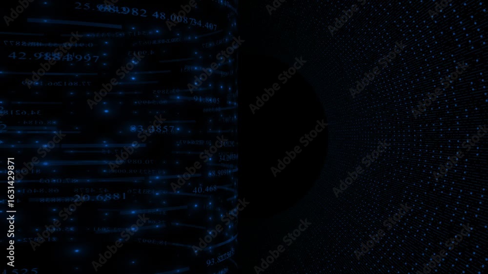 Poster colorful digital data flow big data block chain news channel design dark technology background