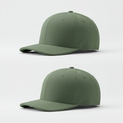 Fototapeta premium Green Snapback Cap Front and Back