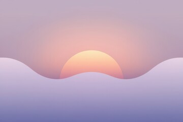 Illustration of wave and sun pastel color