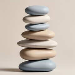 closeup stack pebbles pink background zen style concept