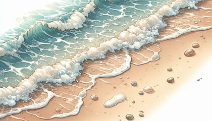 Anime style of sea waves at the beach