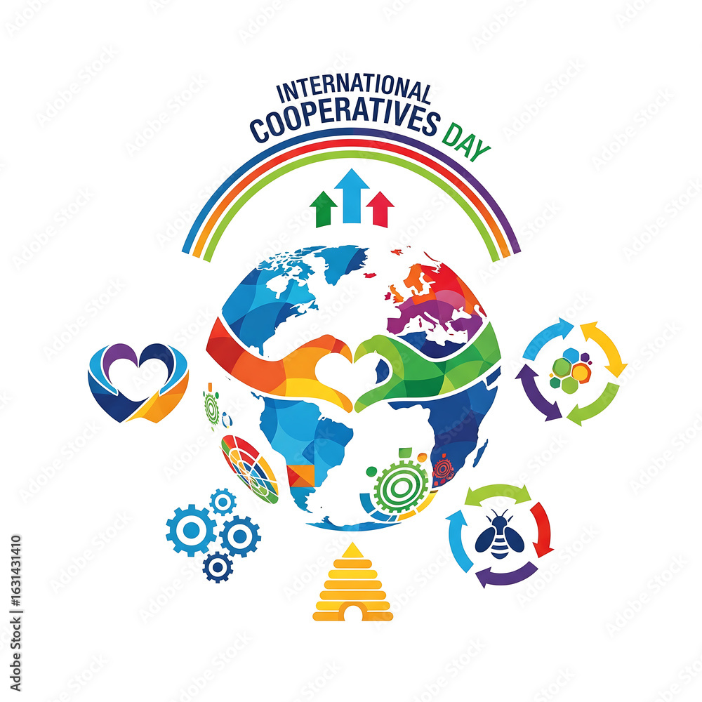 Poster a colorful vector icon set illustrates a global business network and communication concept with plan