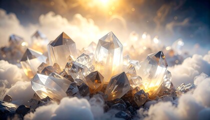 A dreamy mix of quartz and silver mist blending into one ethereal form