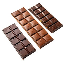 Obraz premium Artisan Chocolate Bars: Milk, Dark, and Sea Salt Varieties - Professional Food Photography