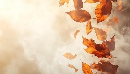 An abstract piece shaped by drifting autumn leaves in a vertical arrangement