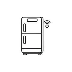 Smart refrigerator icon with wireless signal isolated on a white background
