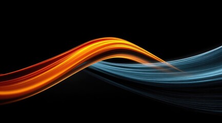 Abstract flowing orange and blue waves on black (1)