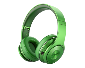  green headphone isolated on Transparent Background white
