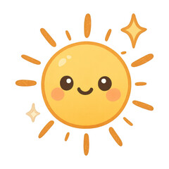 PNG Cute sun with smiling face.