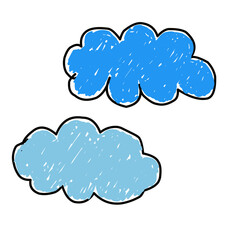 Free drawing of children using colored pencils. Vector illustration 