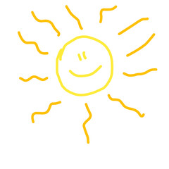 Free drawing of children using colored pencils. Vector illustration 