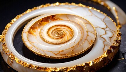 A swirling black core outlined in fine golden strands, expanding with energy