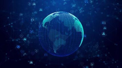 Interactive globe showing global health data, flat, medical research lab background, Medical global networking healthcare global network connection tablet, medical technology. Health science icon. - Powered by Adobe