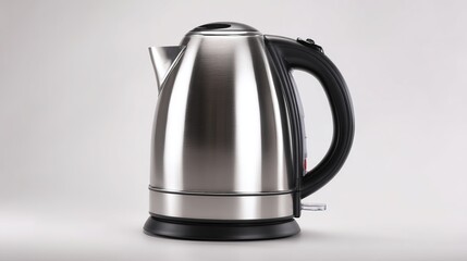 Modern stainless steel electric kettle isolated on white background