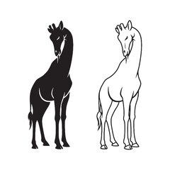 Giraffe Visual - Unique Critter - Calm Demeanor - Giraffe silhouette - Giraffe lineart - Giraffe vector - vector set of Giraffe

