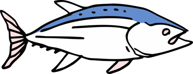 tuna fish cartoon hand drawn