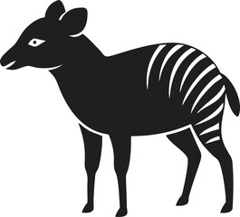 Zebra duiker silhouette of striped West African antelope isolated on white background
