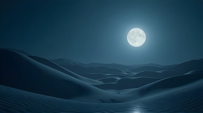 Full Moon over a Desert at Night