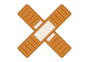 Tiritas en cruz sobre fondo blanco