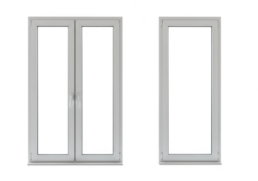 Two modern window frames isolated on transparent background